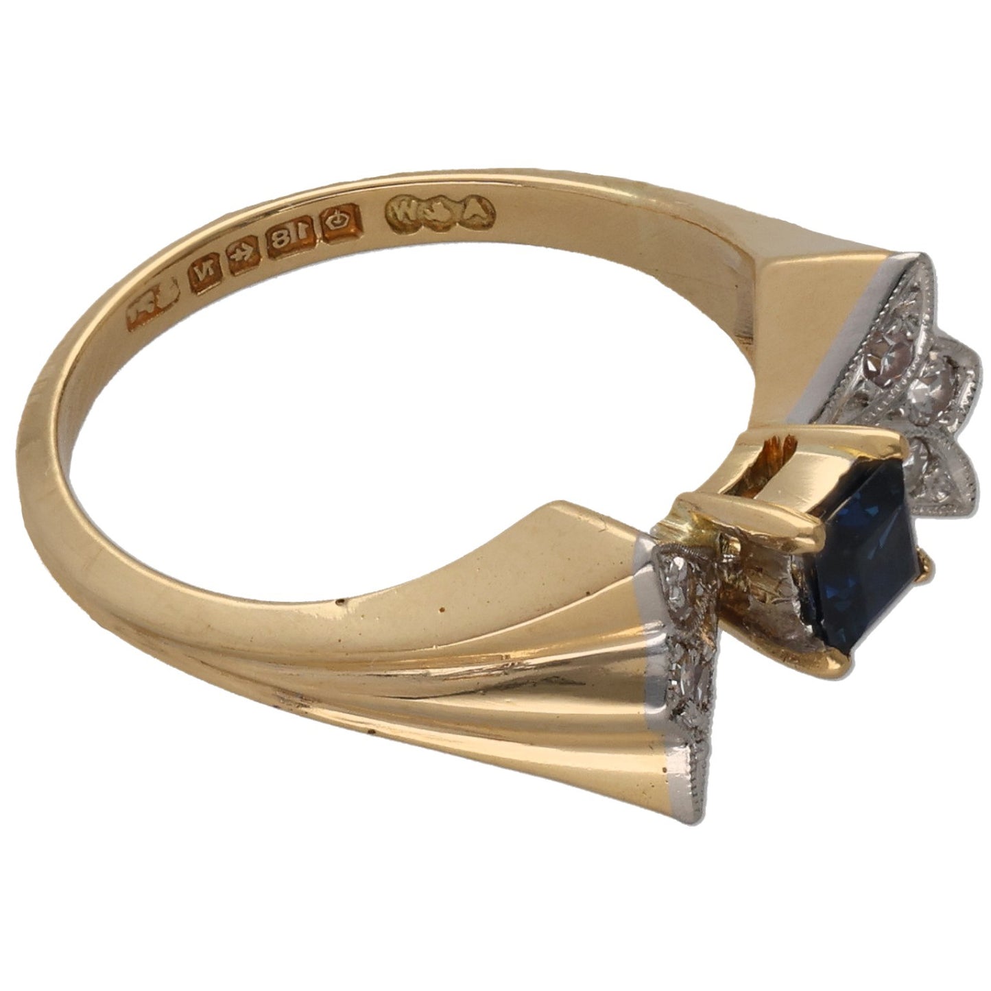 9ct Gold Sapphire & 0.06ct Diamond Dress/Cocktail Ring Size L