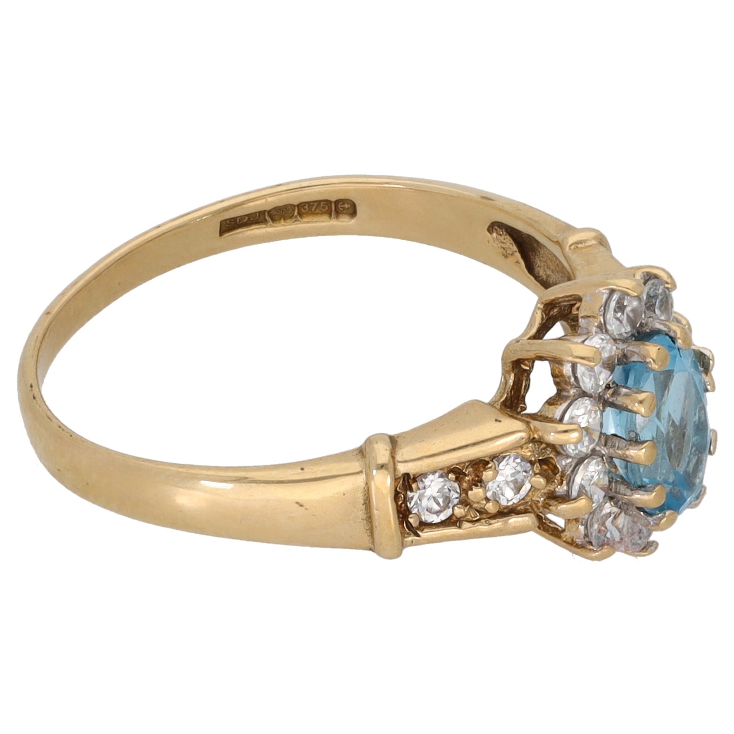 9ct Gold Topaz & Cubic Zirconia Dress/Cocktail Ring Size M