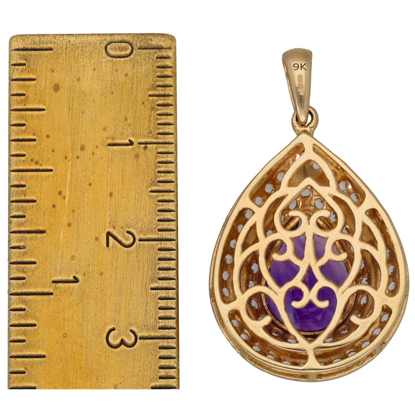 9ct Gold Amethyst & Imitation Gems Dress/Cocktail Pendant