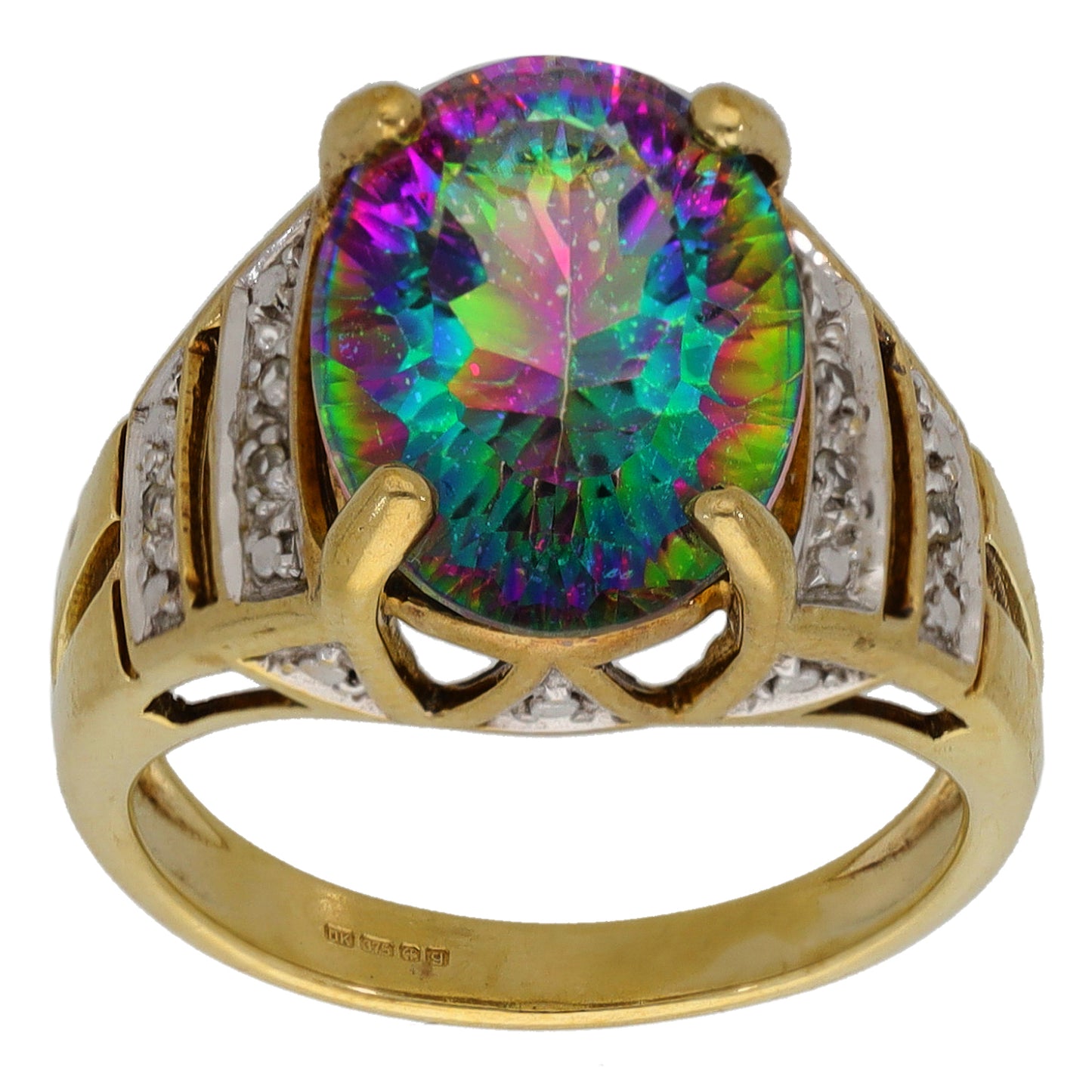 9ct Gold Imitation & Coated Topaz Dress/Cocktail Ring Size N