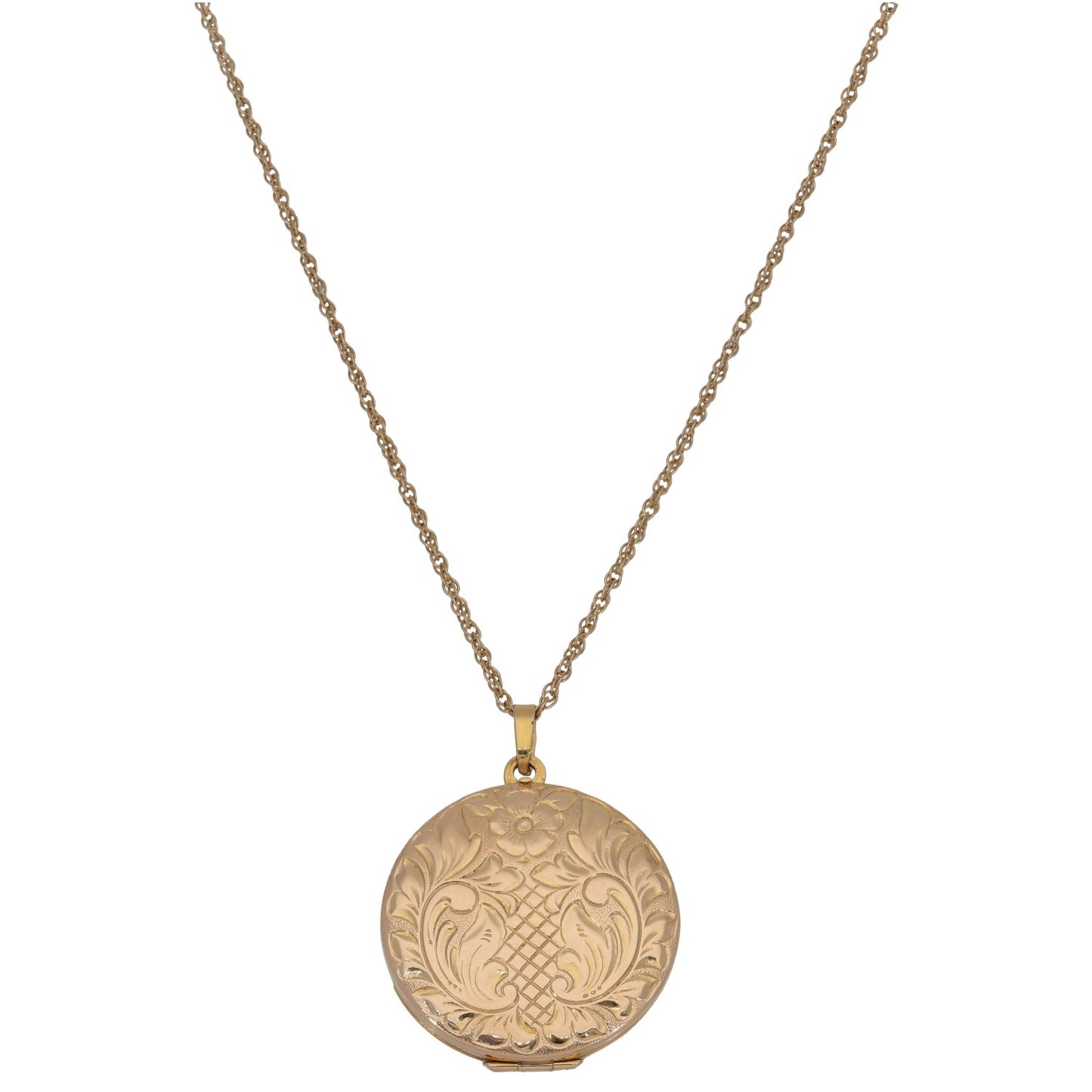9ct Gold Patterned Locket Pendant With Chain