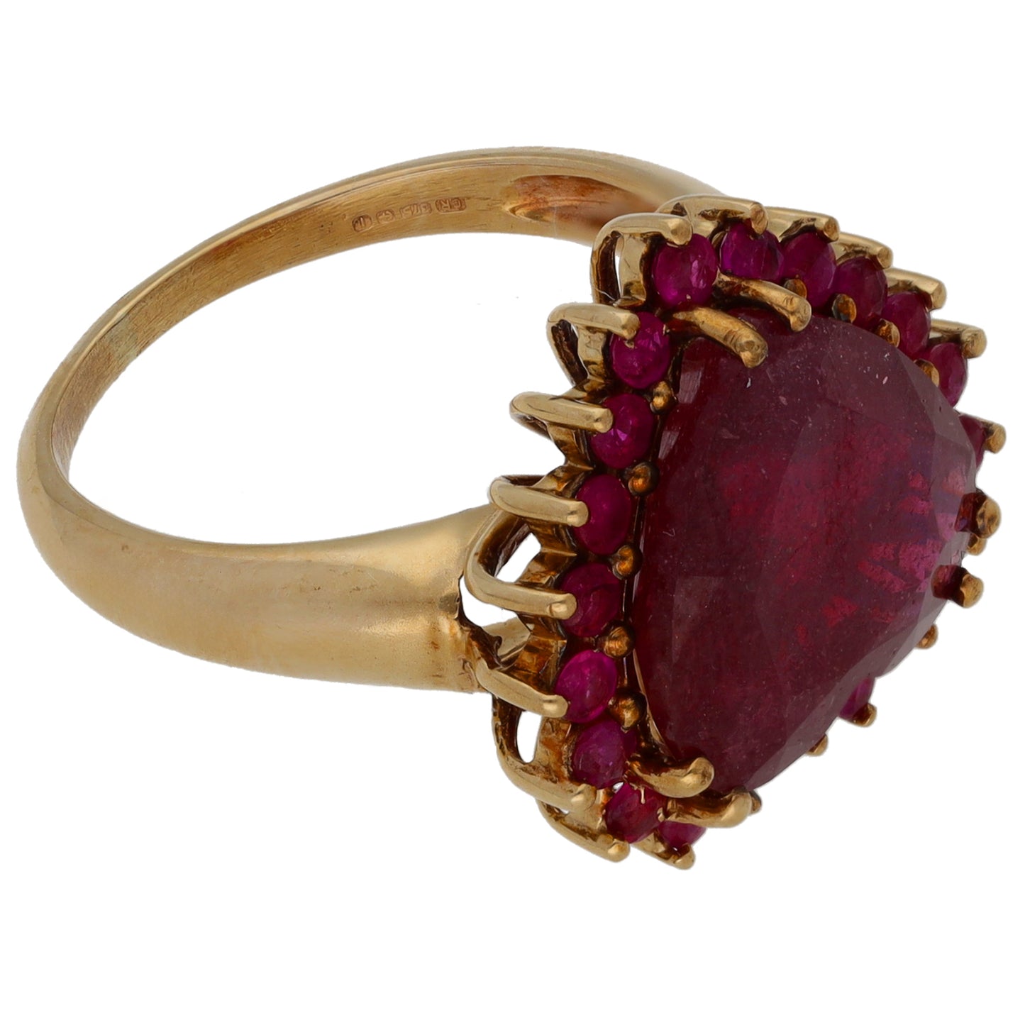 9ct Gold Glass Filled Ruby Dress/Cocktail Ring Size N