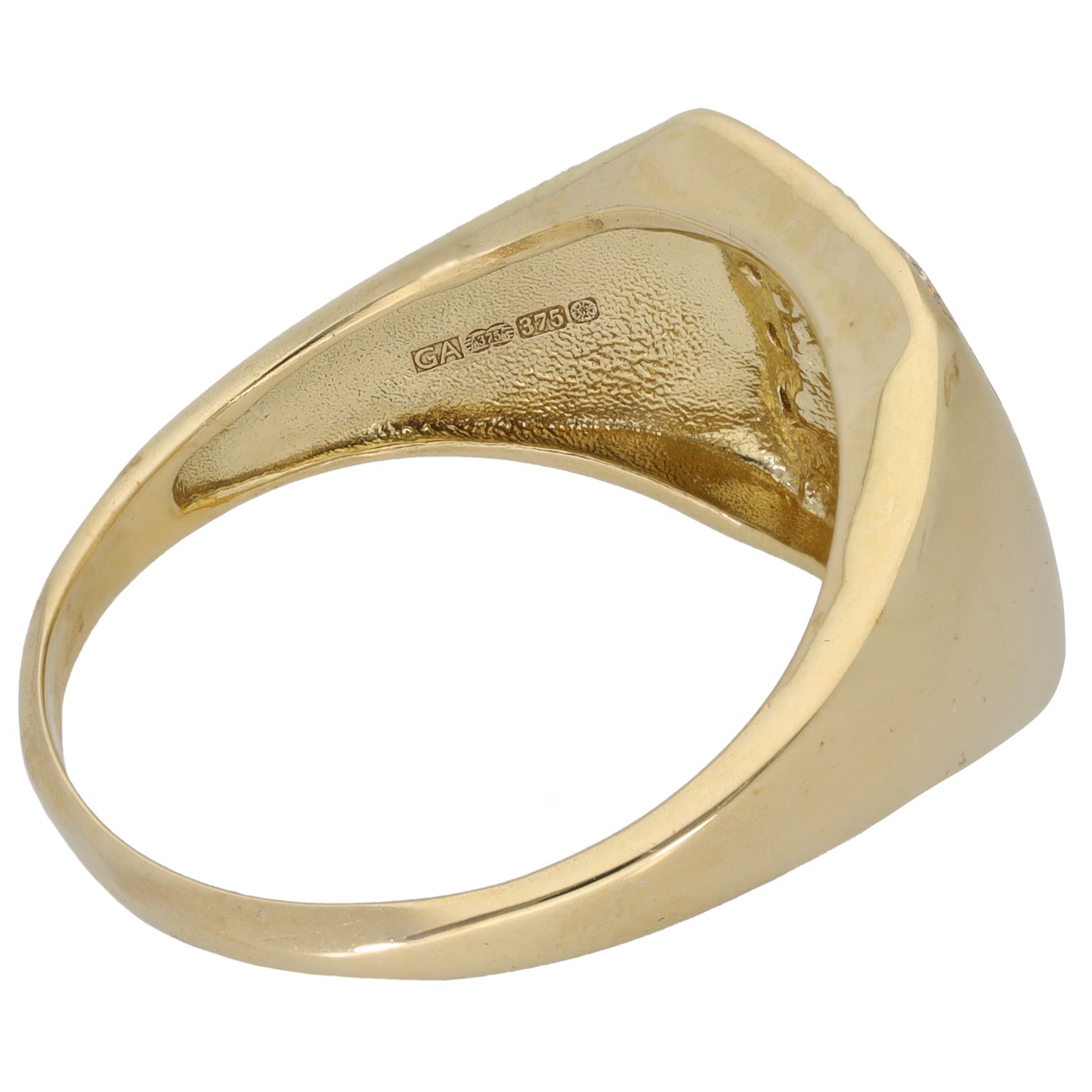 9ct Gold 0.03ct Diamond Patterned Signet Ring Size Z