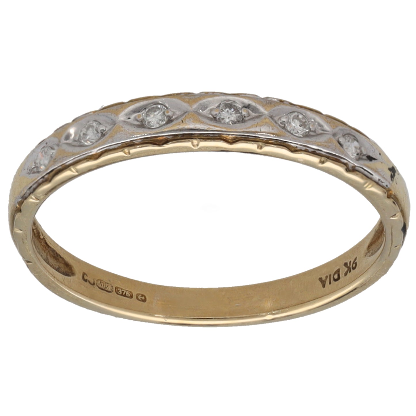 9ct Gold 0.06ct Diamond Half Eternity Ring Size M