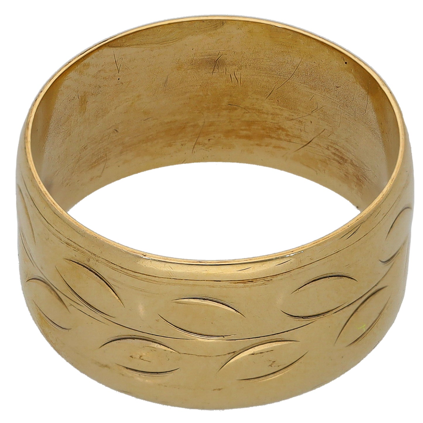 9ct Gold Patterned Wedding Ring Size P