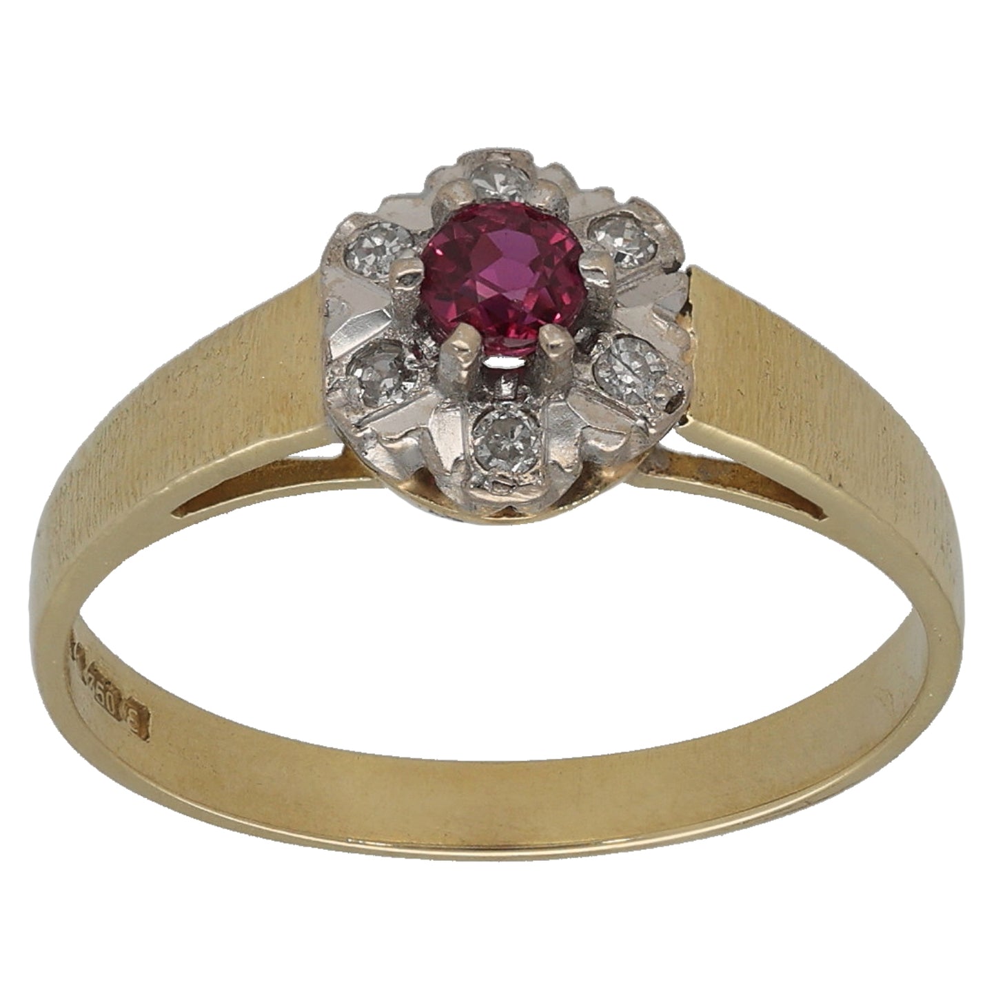 18ct Gold Ruby & 0.06ct Diamond Dress/Cocktail Ring Size O