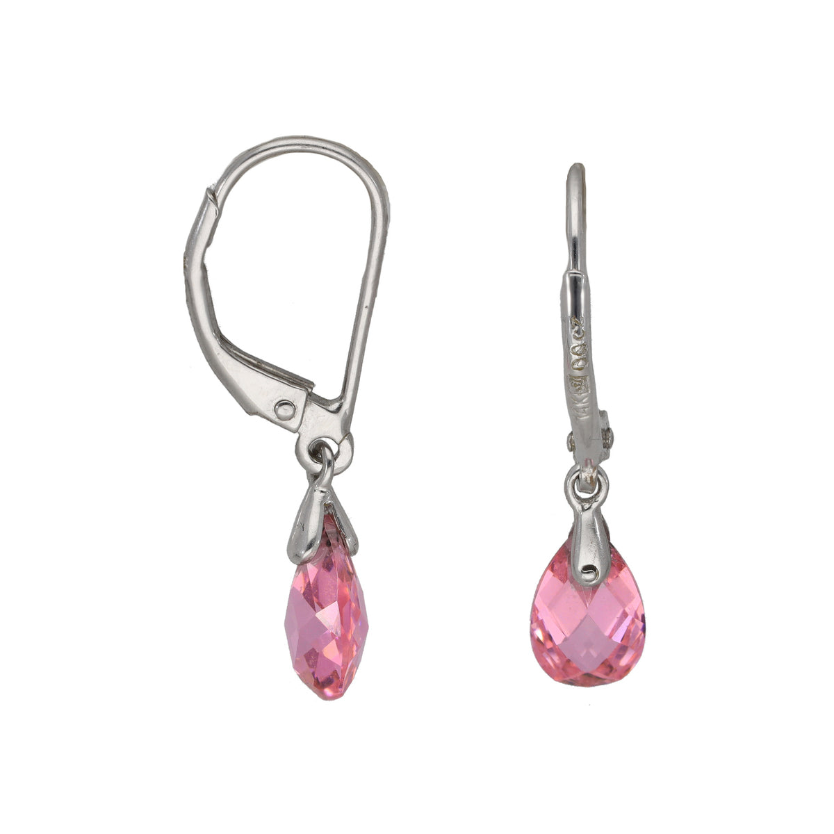 14ct White Gold Imitation Gems Drop Earrings