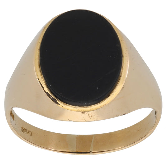 9ct Gold Onyx Plain Signet Ring Size W
