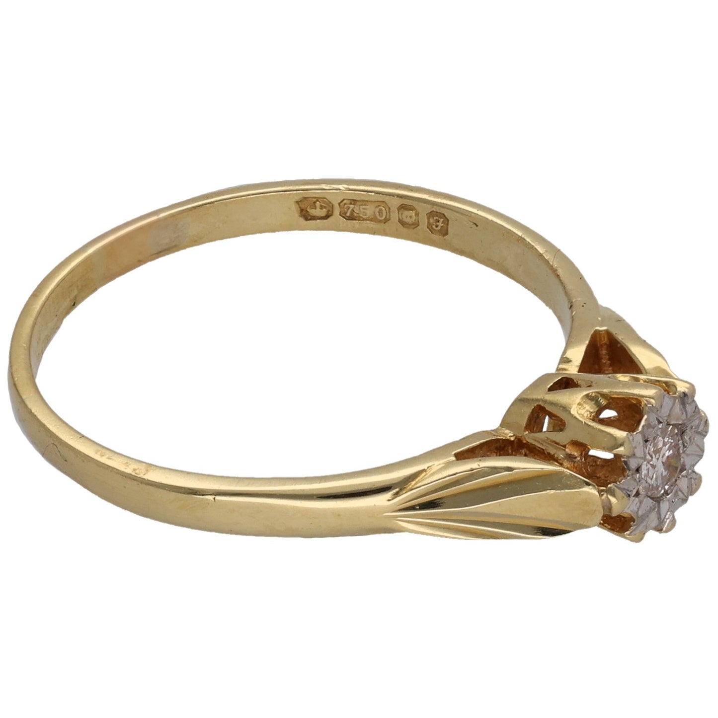 18ct Gold 0.04ct Diamond Solitaire Ring Size P