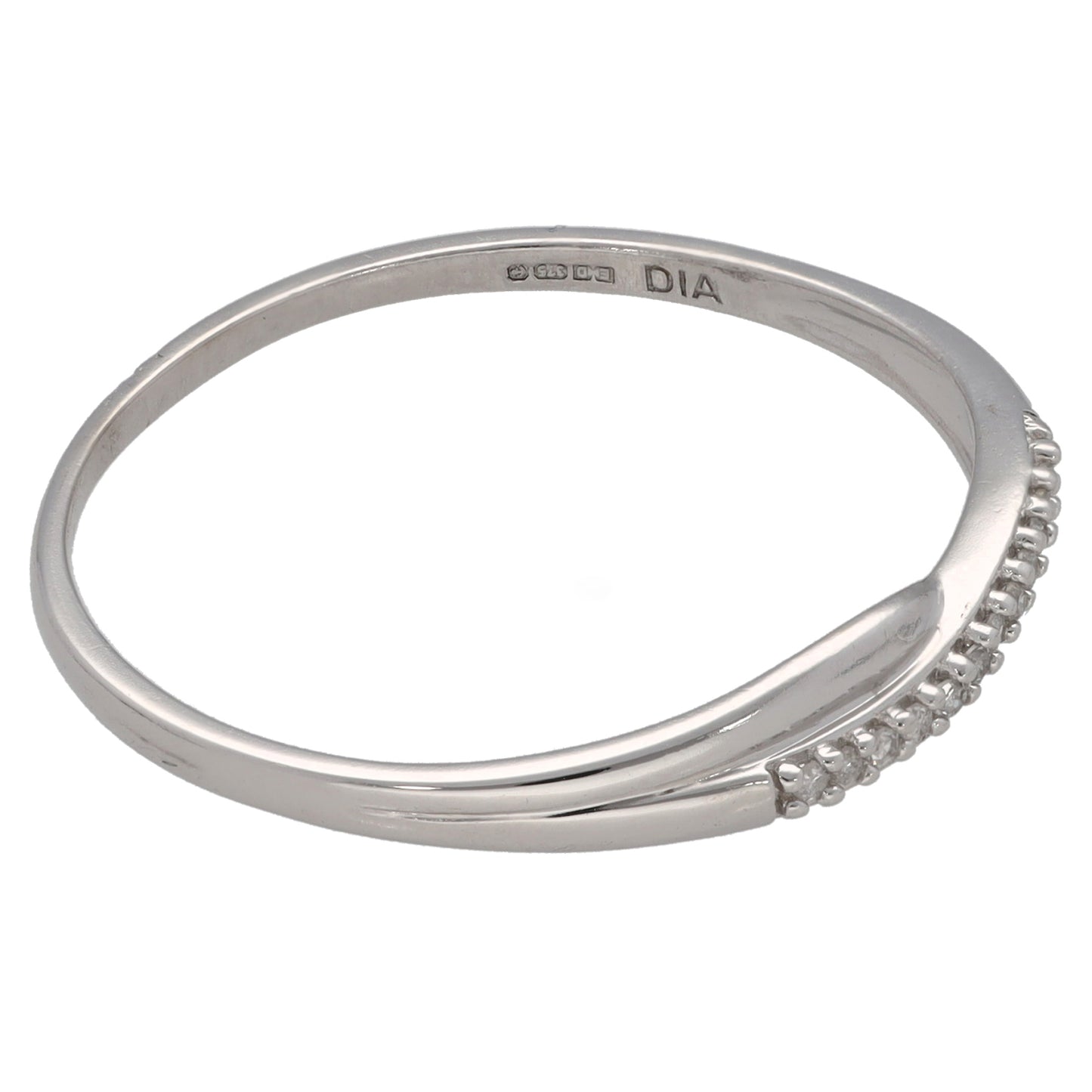 9ct White Gold 0.065ct Diamond Half Eternity Ring Size U