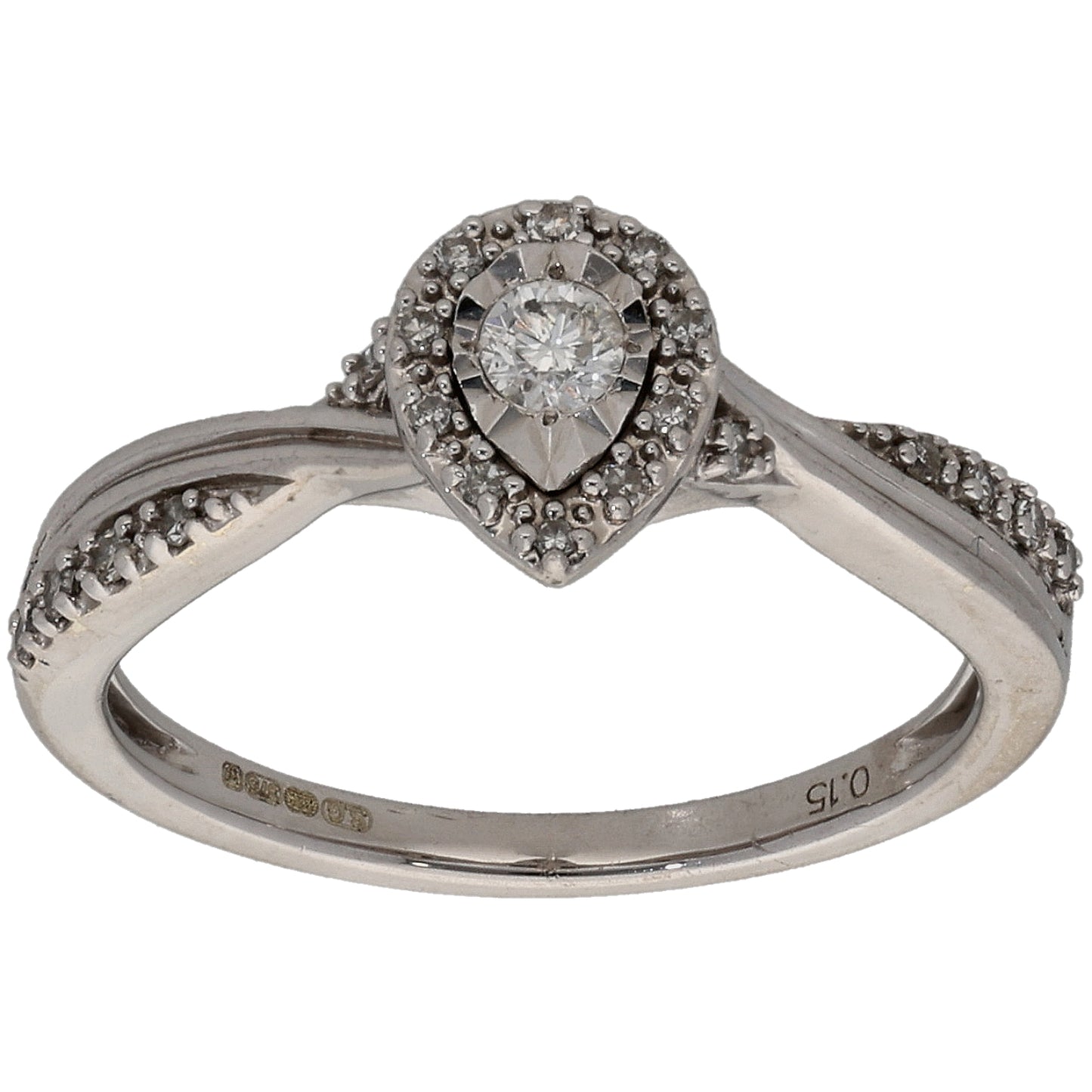 9ct White Gold 0.15ct Diamond Cluster Ring Size L