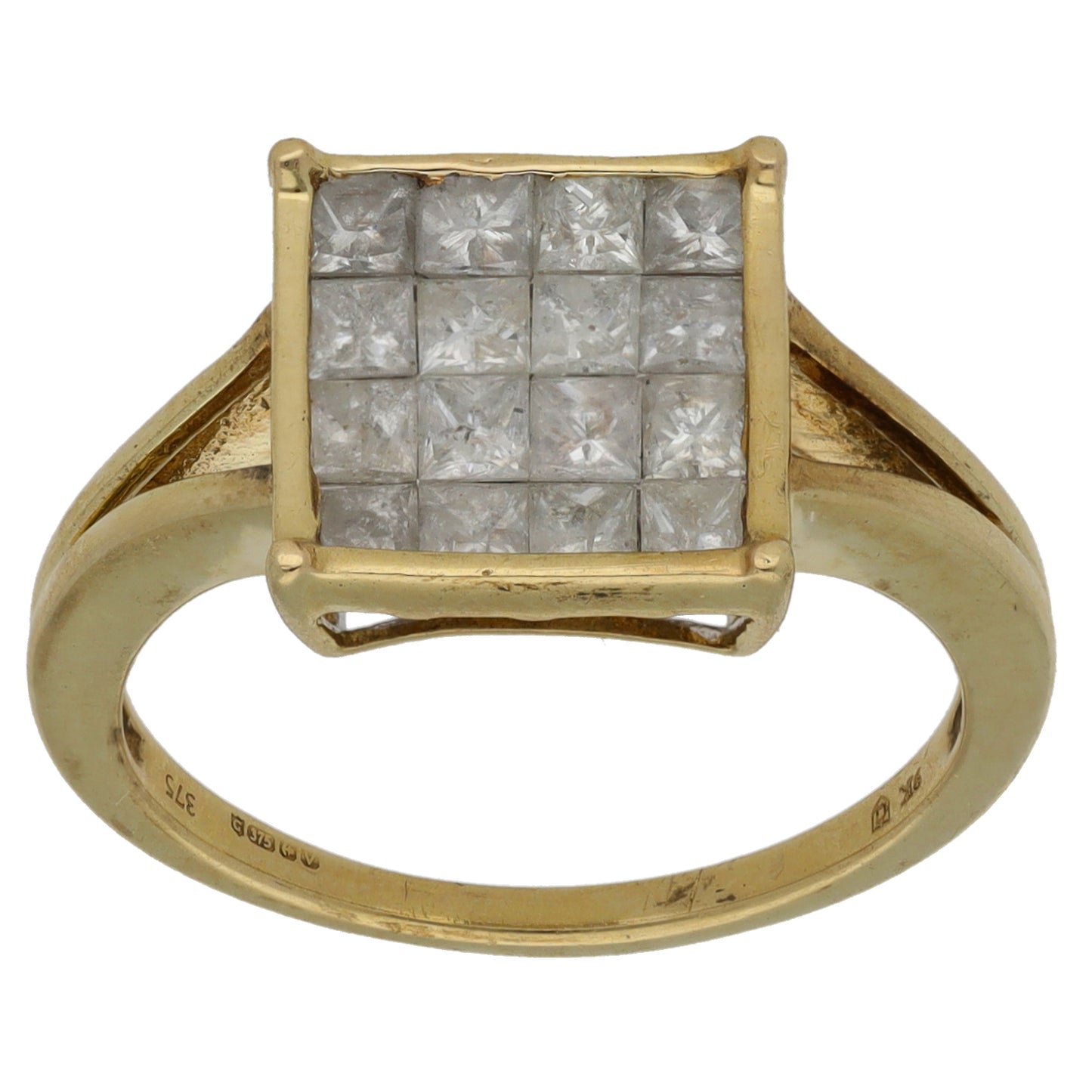 9ct Gold 0.80ct Diamond Cluster Ring Size N