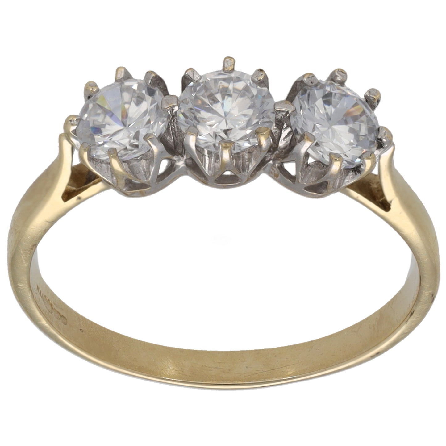 9ct Gold Cubic Zirconia Three Stone Ring Size Q