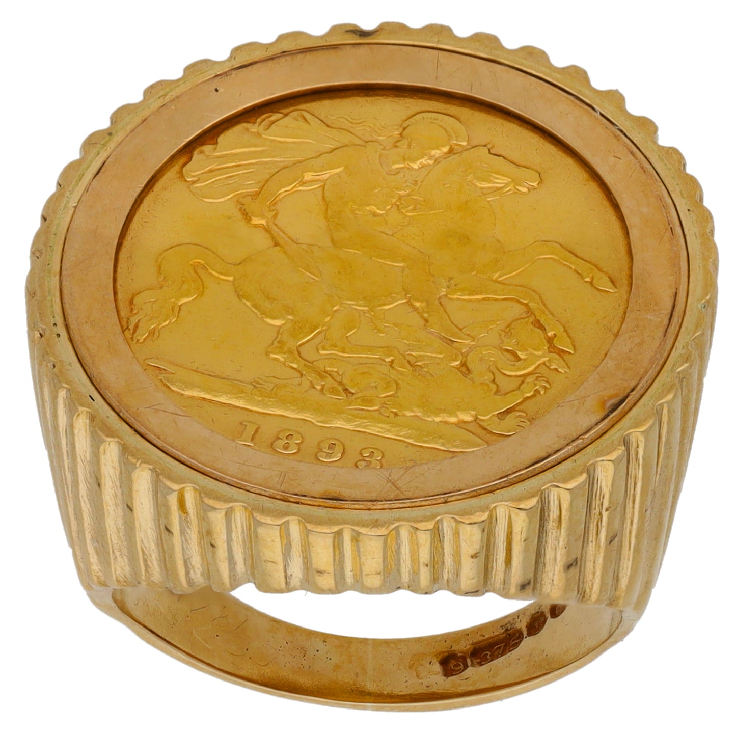 9ct Gold Half Sovereign Coin Ring Size K