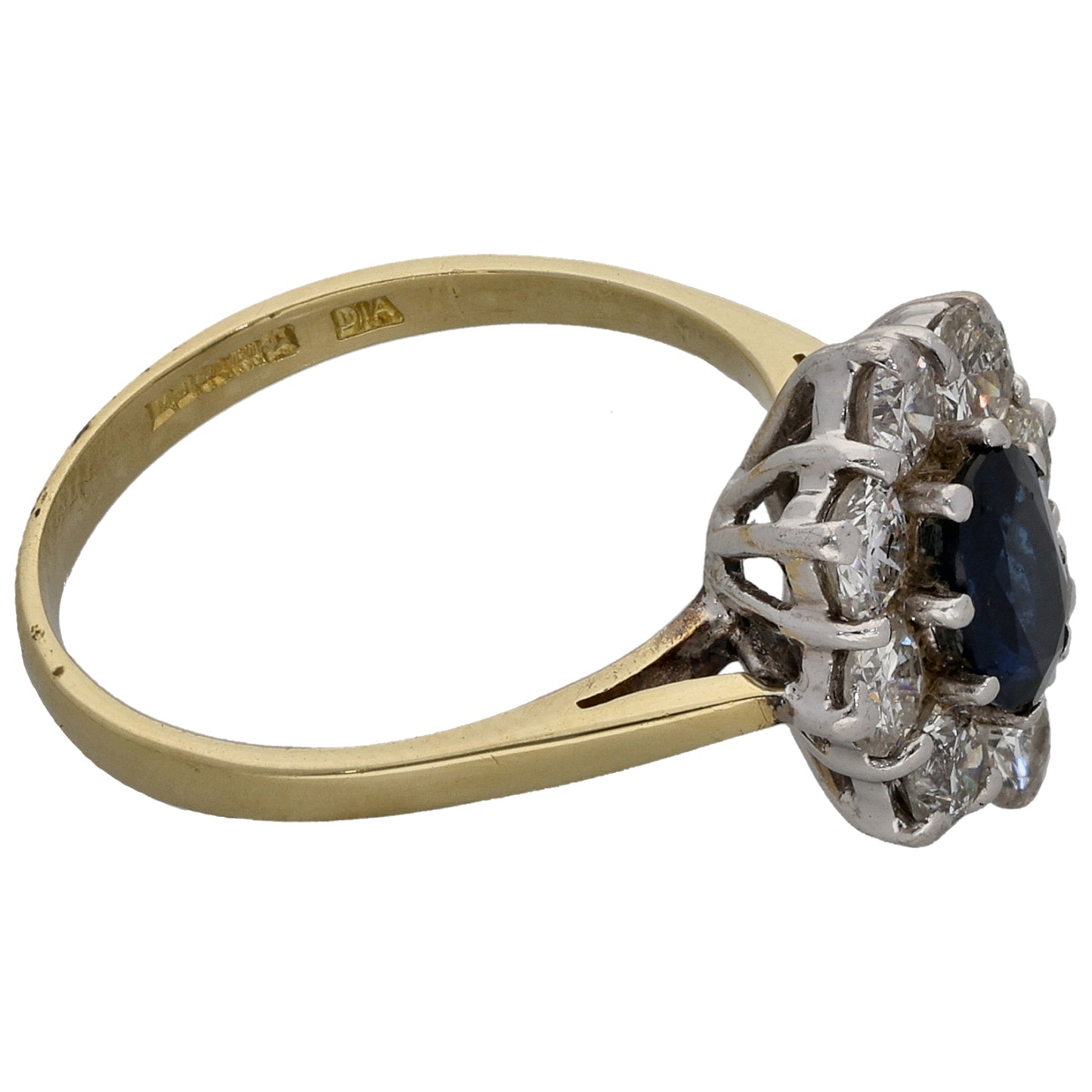 18ct Gold 0.80ct Diamond & Sapphire Dress/Cocktail Ring Size L