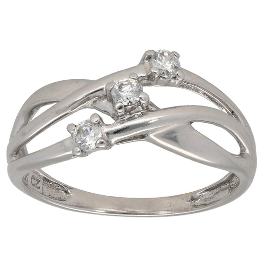 9ct White Gold Cubic Zirconia Dress/Cocktail Ring Size N