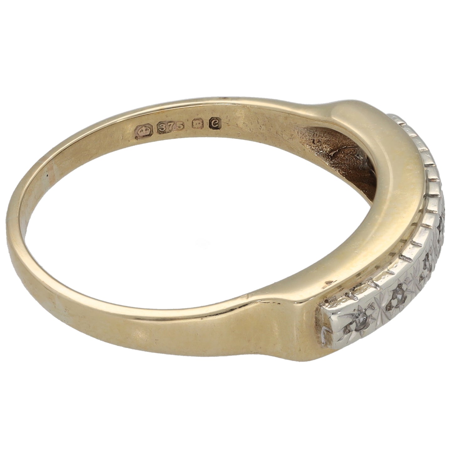 9ct Gold 0.07ct Diamond Half Eternity Ring Size S