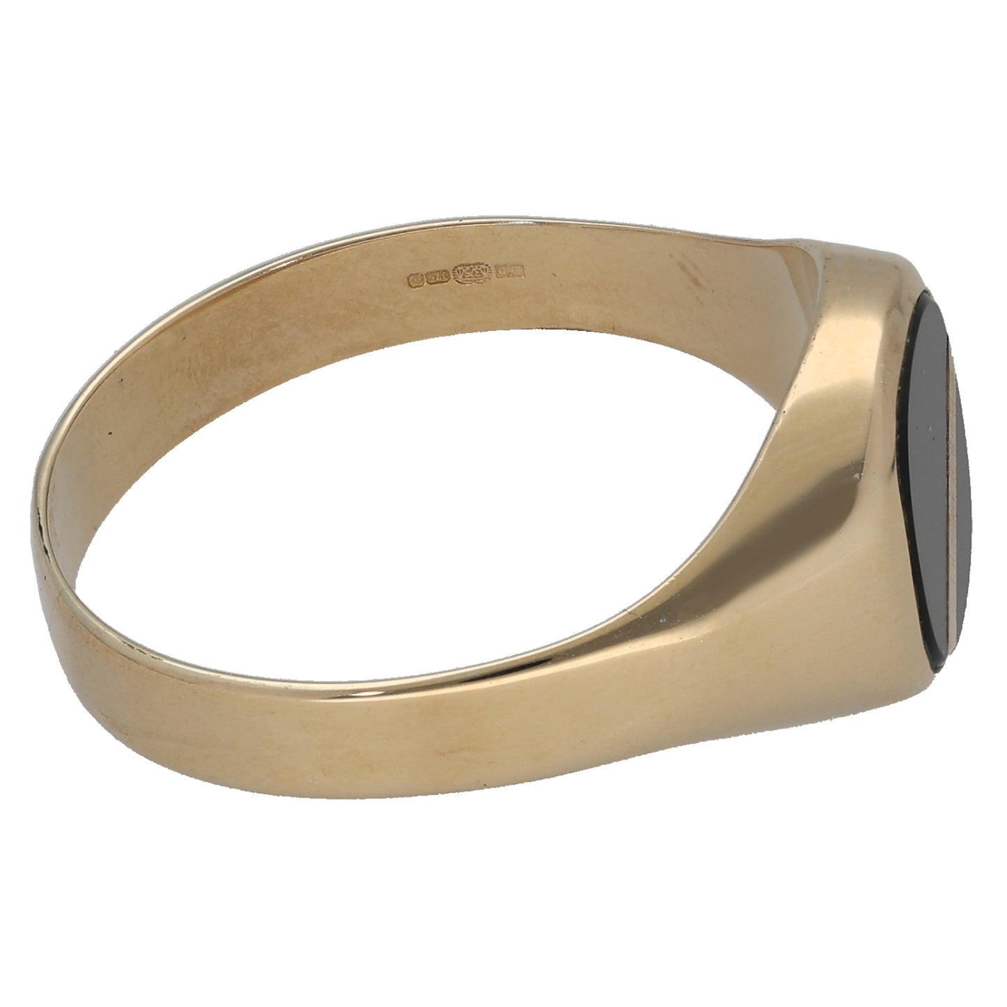 9ct Gold Onyx Plain Signet Ring Size U