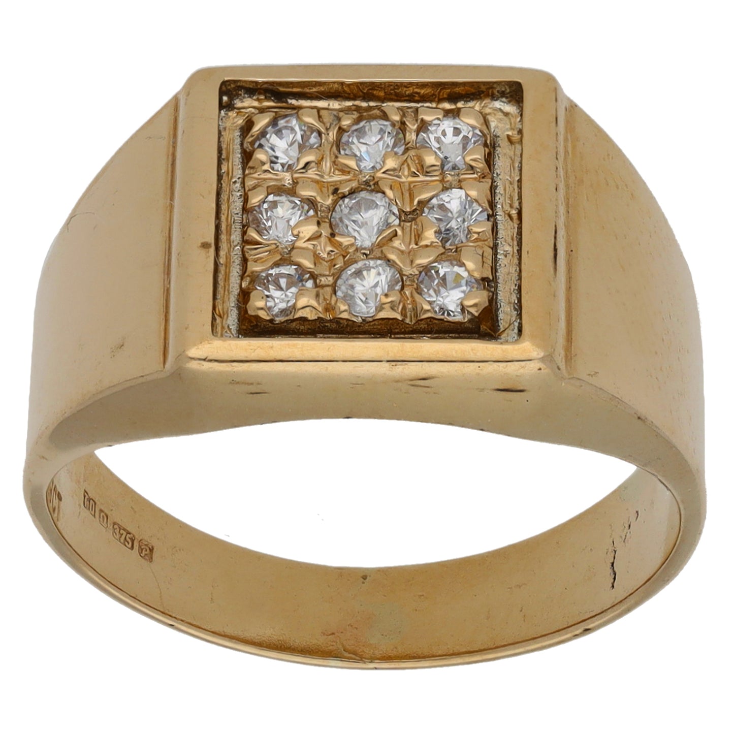 9ct Gold Cubic Zirconia Signet Ring Size P