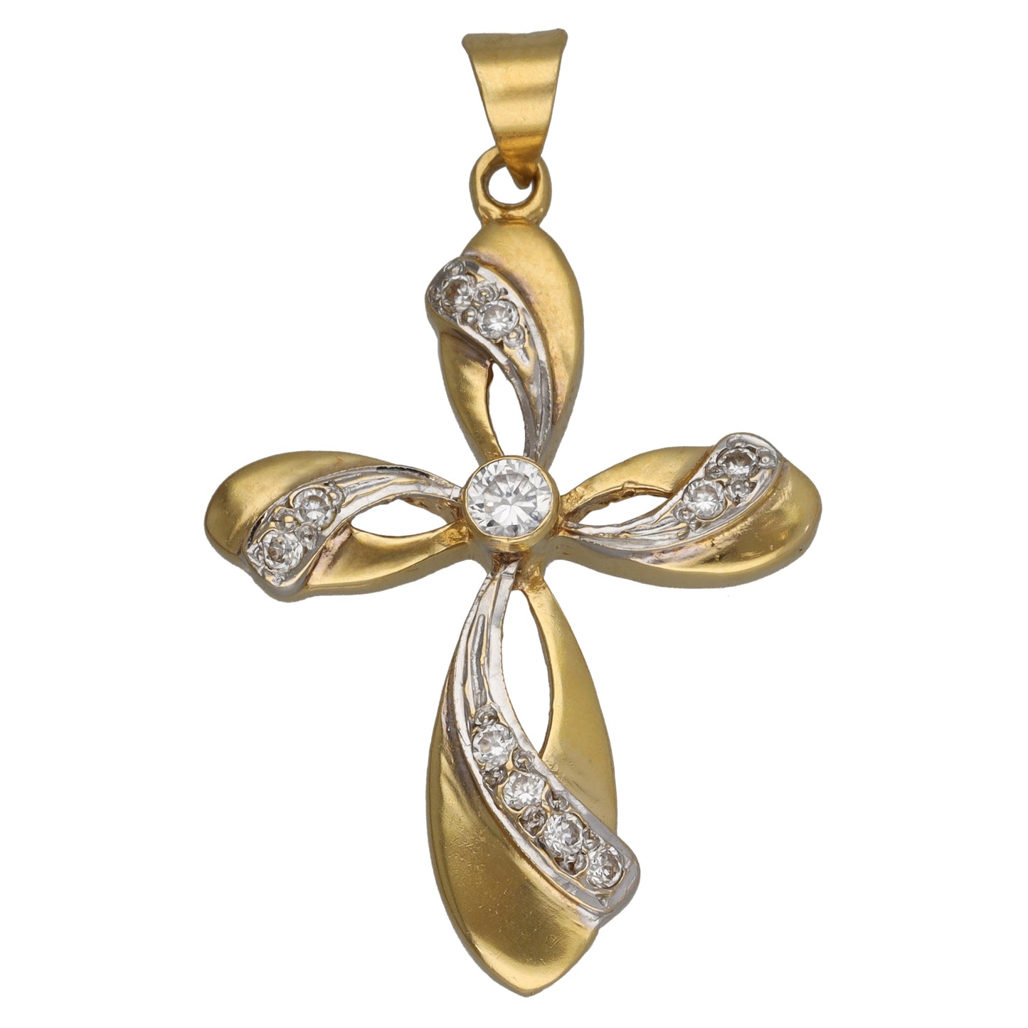 18ct Gold Cubic Zirconia Cross Pendant