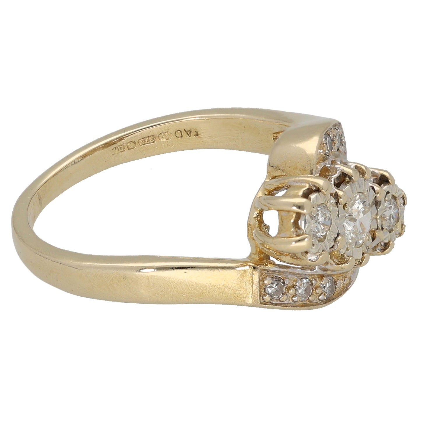 9ct Gold 0.25ct Diamond Dress/Cocktail Ring Size L