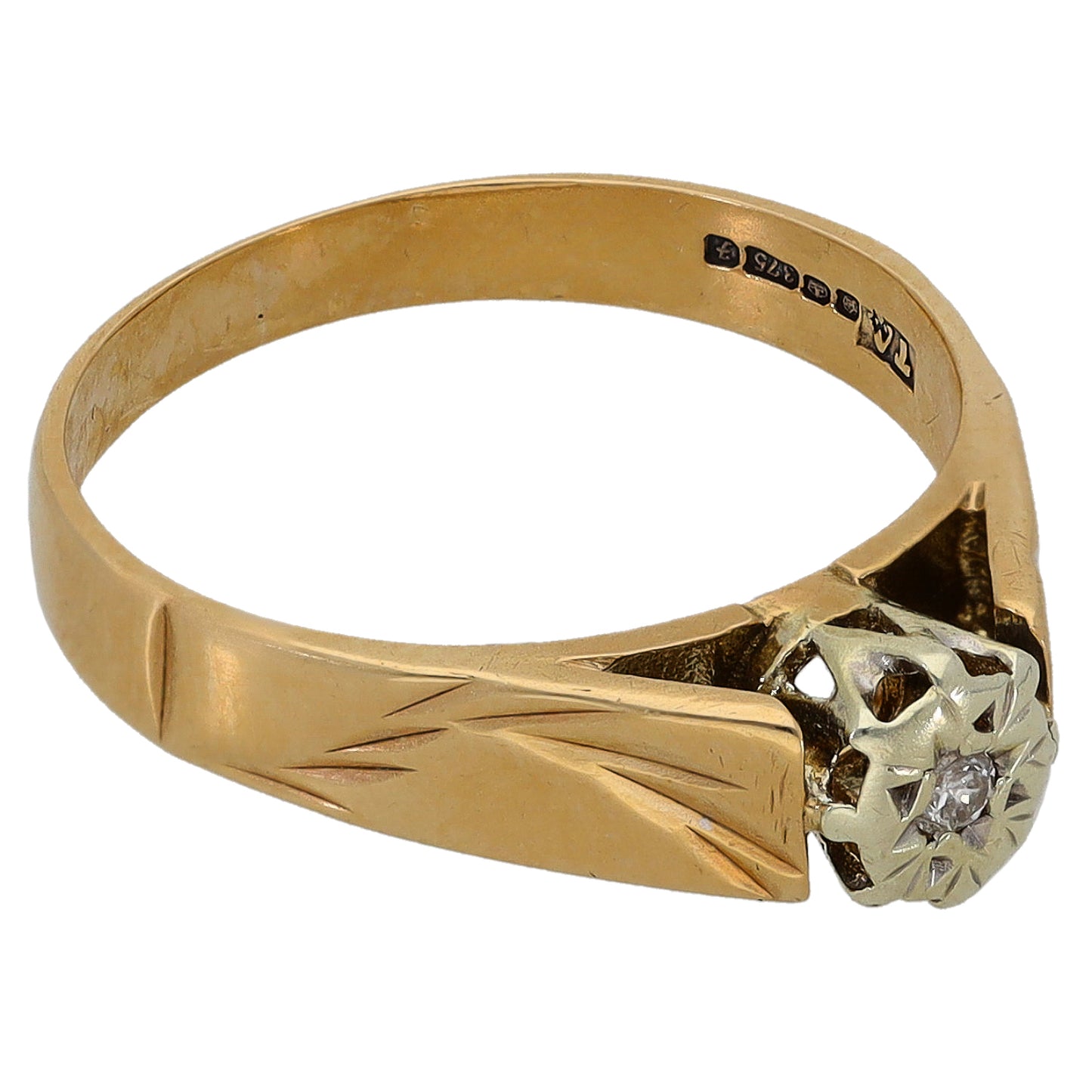 9ct Gold 0.02ct Diamond Solitaire Ring Size L