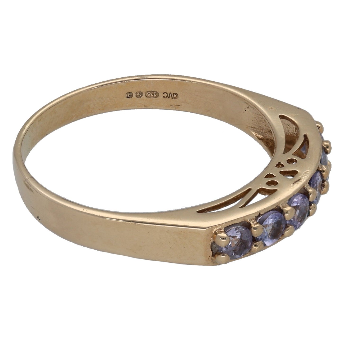 9ct Gold Tanzanite Half Eternity Ring Size M