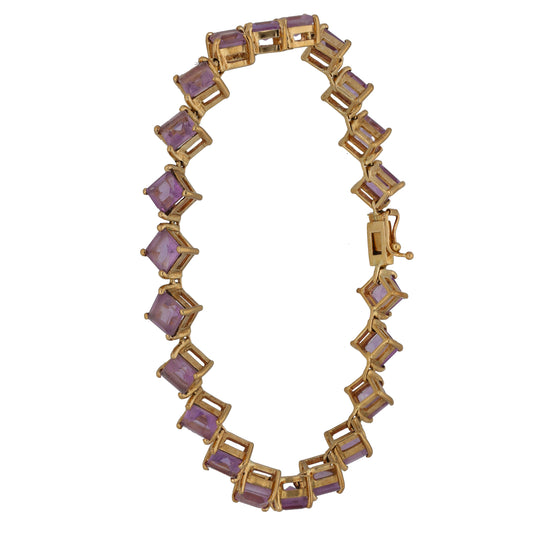 9ct Gold Amethyst Fancy Stone Set Bracelet