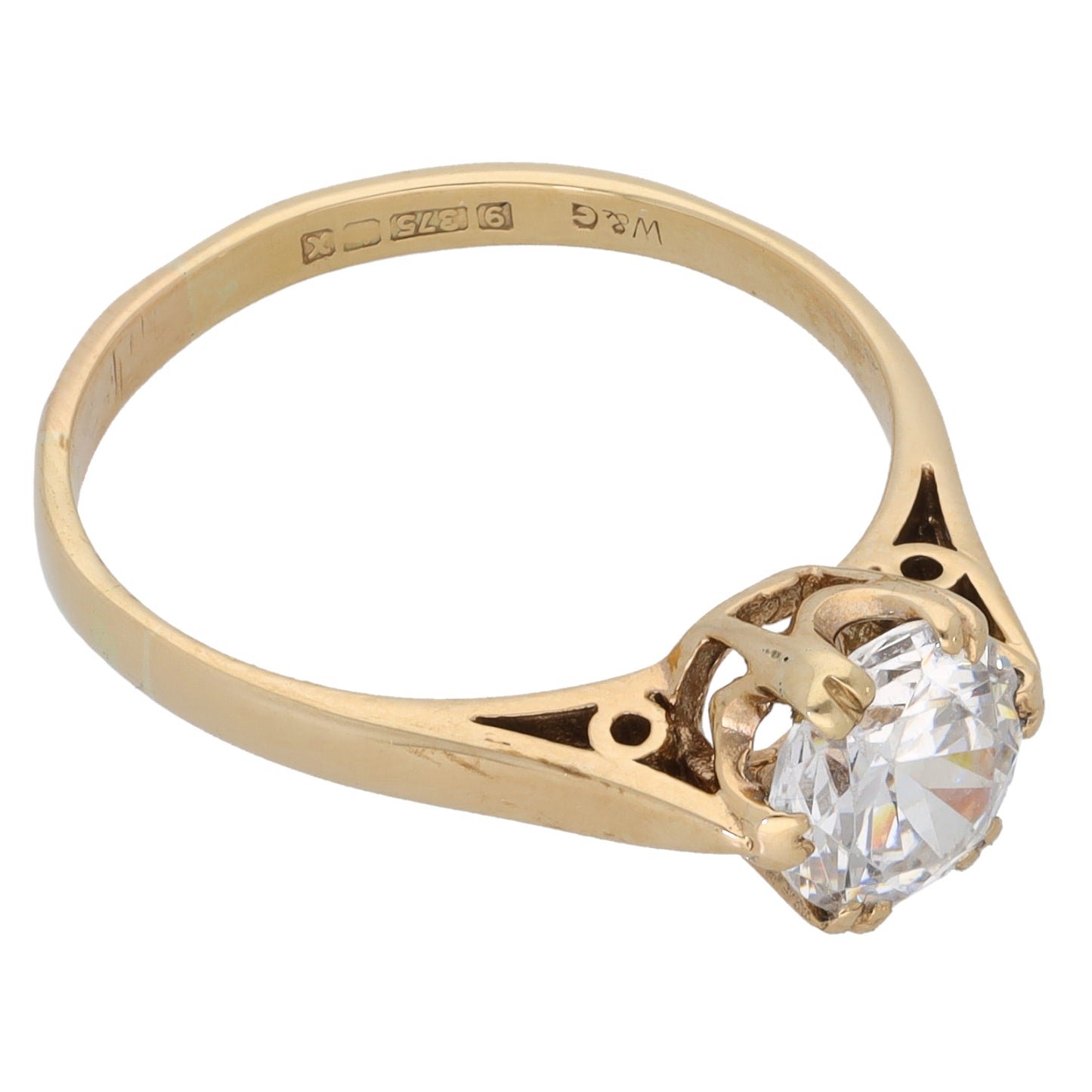 9ct Gold Cubic Zirconia Single Stone Ring Size P