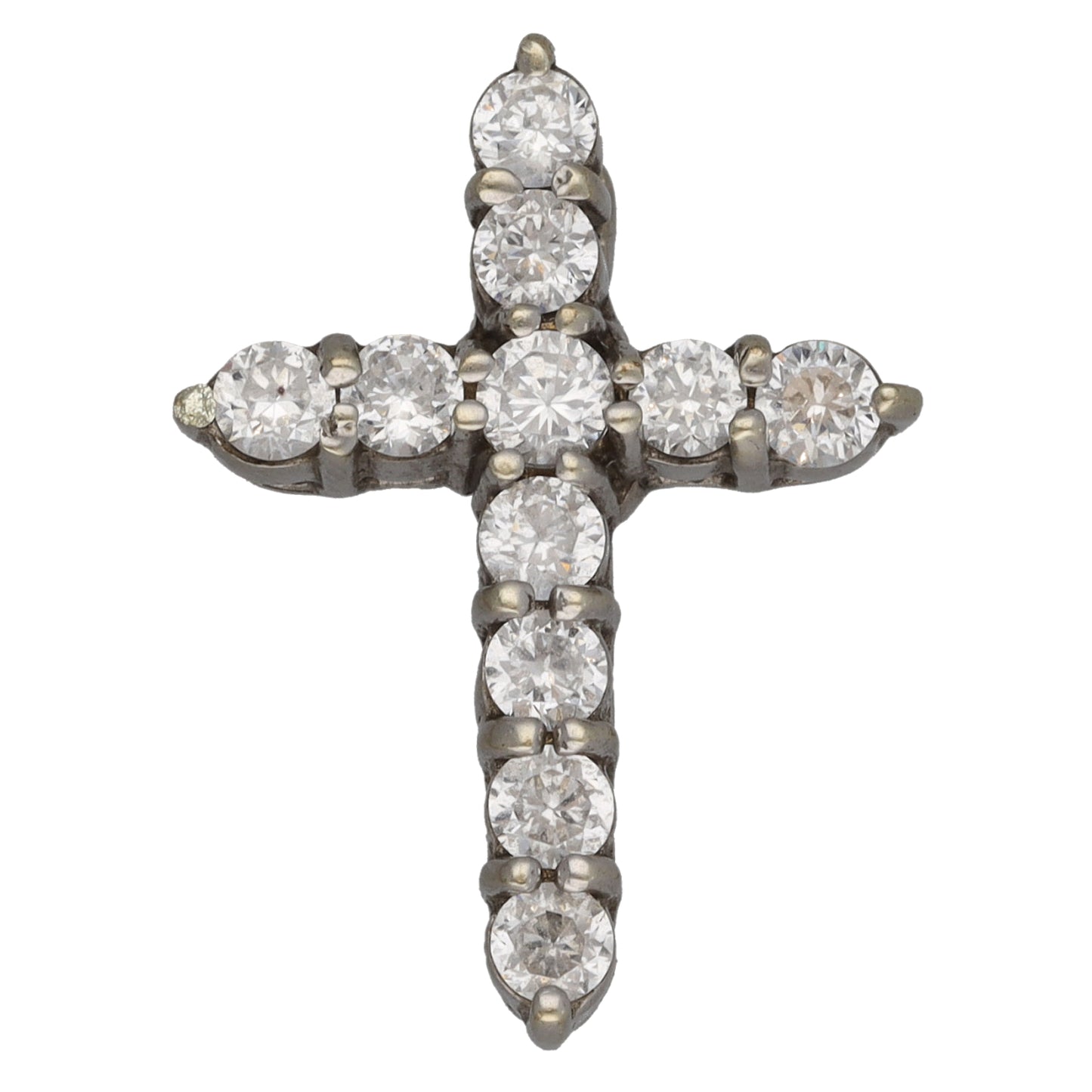 9ct White Gold Cubic Zirconia Cross Pendant