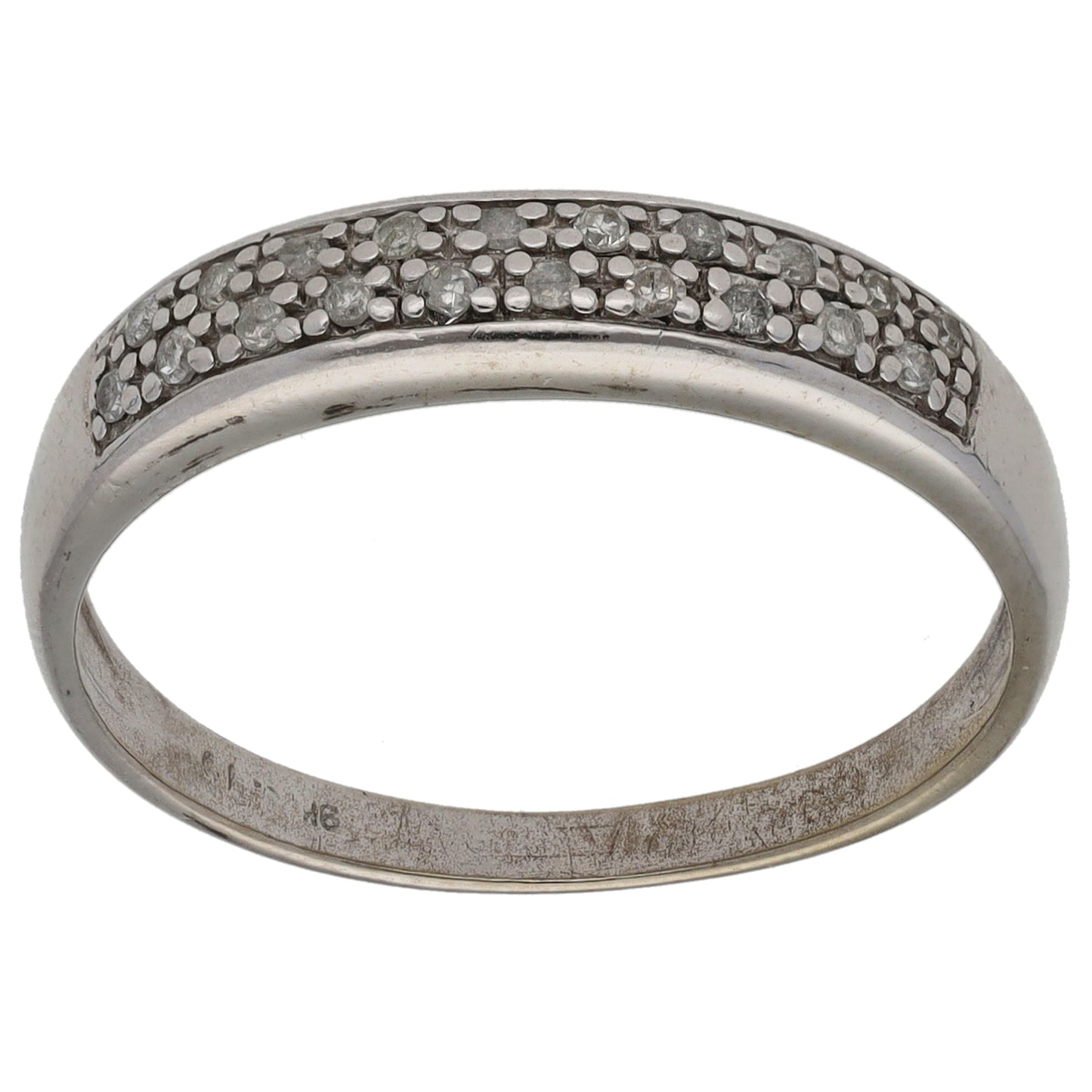 9ct White Gold 0.10ct Diamond Half Eternity Ring Size O