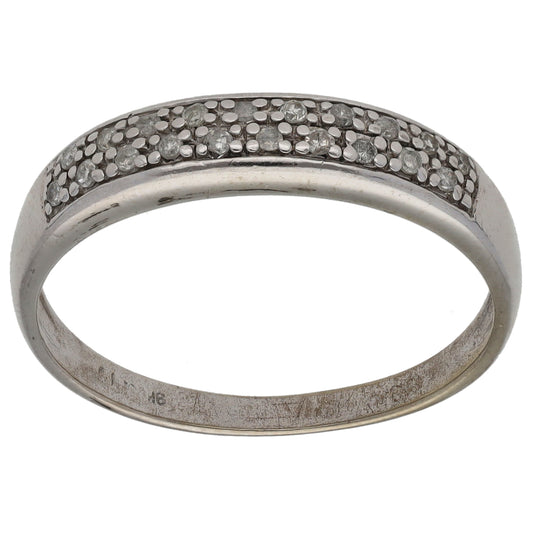 9ct White Gold 0.10ct Diamond Half Eternity Ring Size O