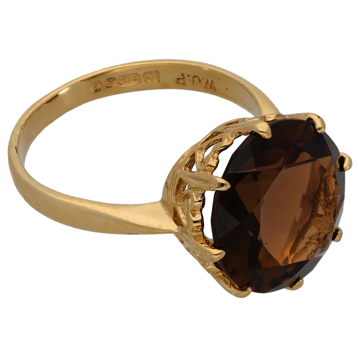 9ct Gold Smoky Quartz Single Stone Ring Size K