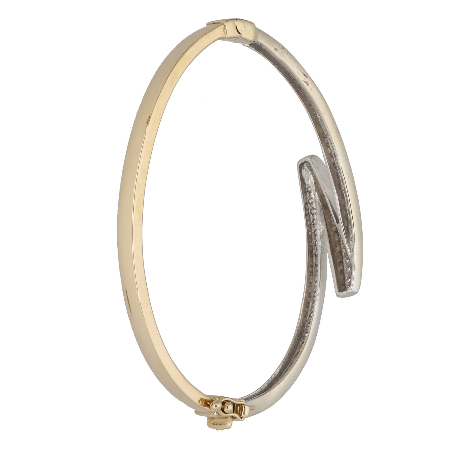 9ct Bicolour Gold Cubic Zirconia Hinged/Clasp Bangle