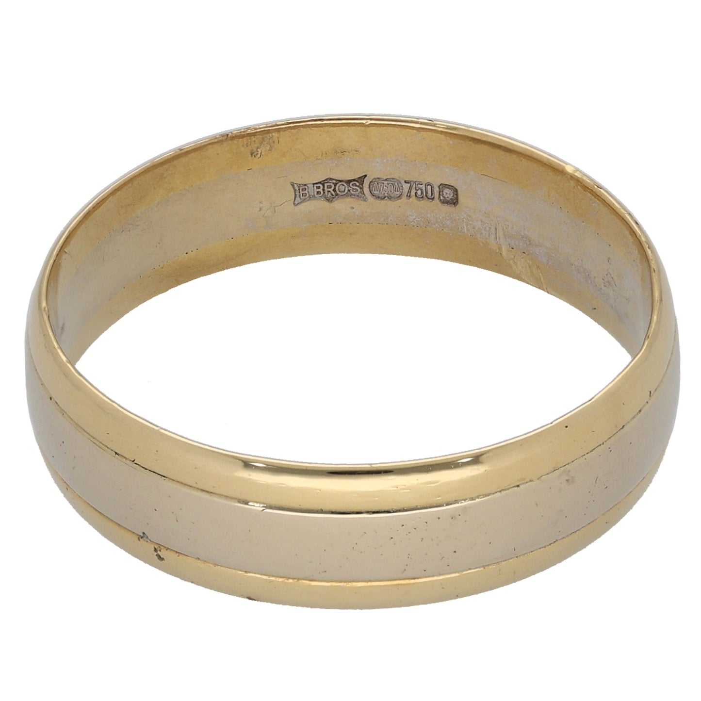 18ct Bicolour Gold Patterned Wedding Ring Size U