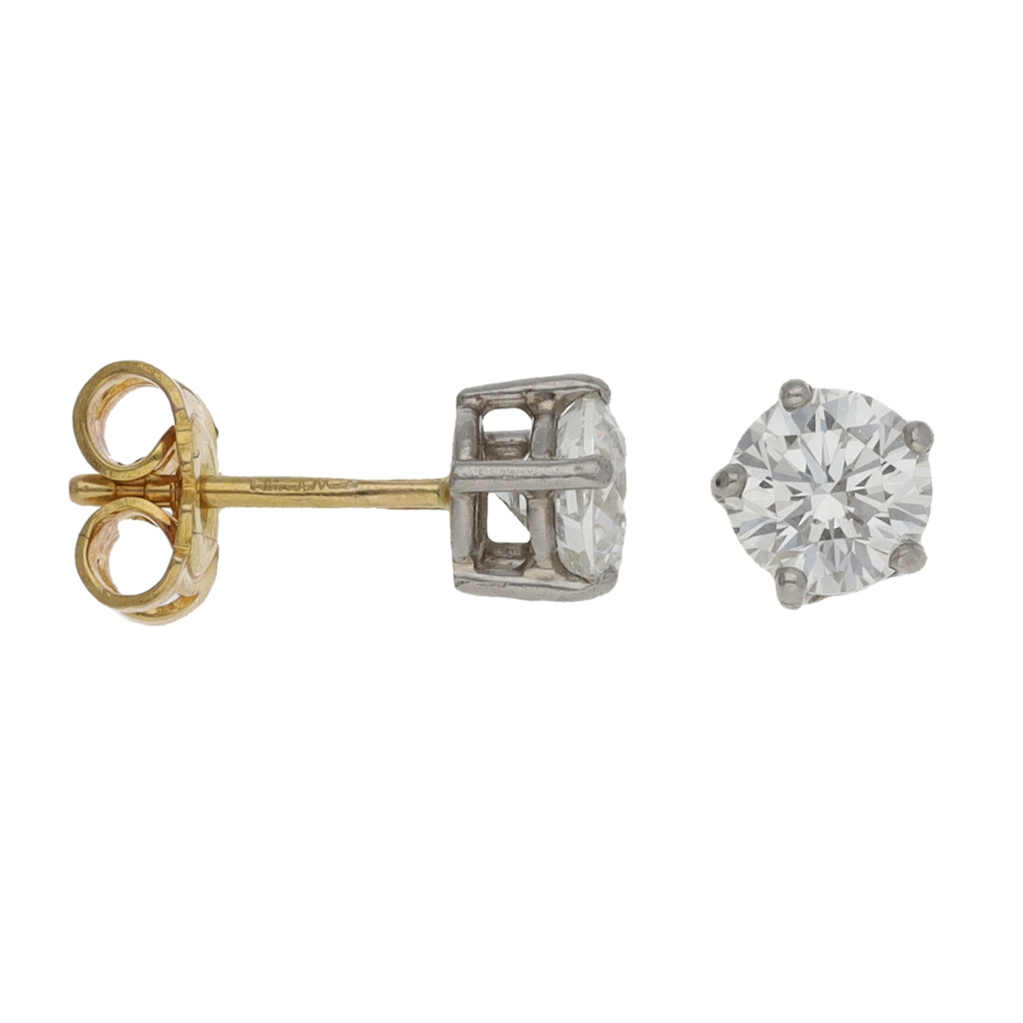 18ct Bi-Colour Gold 1.20ct Diamond Solitaire Earrings