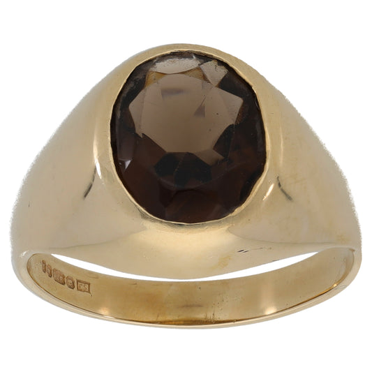 9ct Gold Smoky Quartz Single Stone Ring Size W