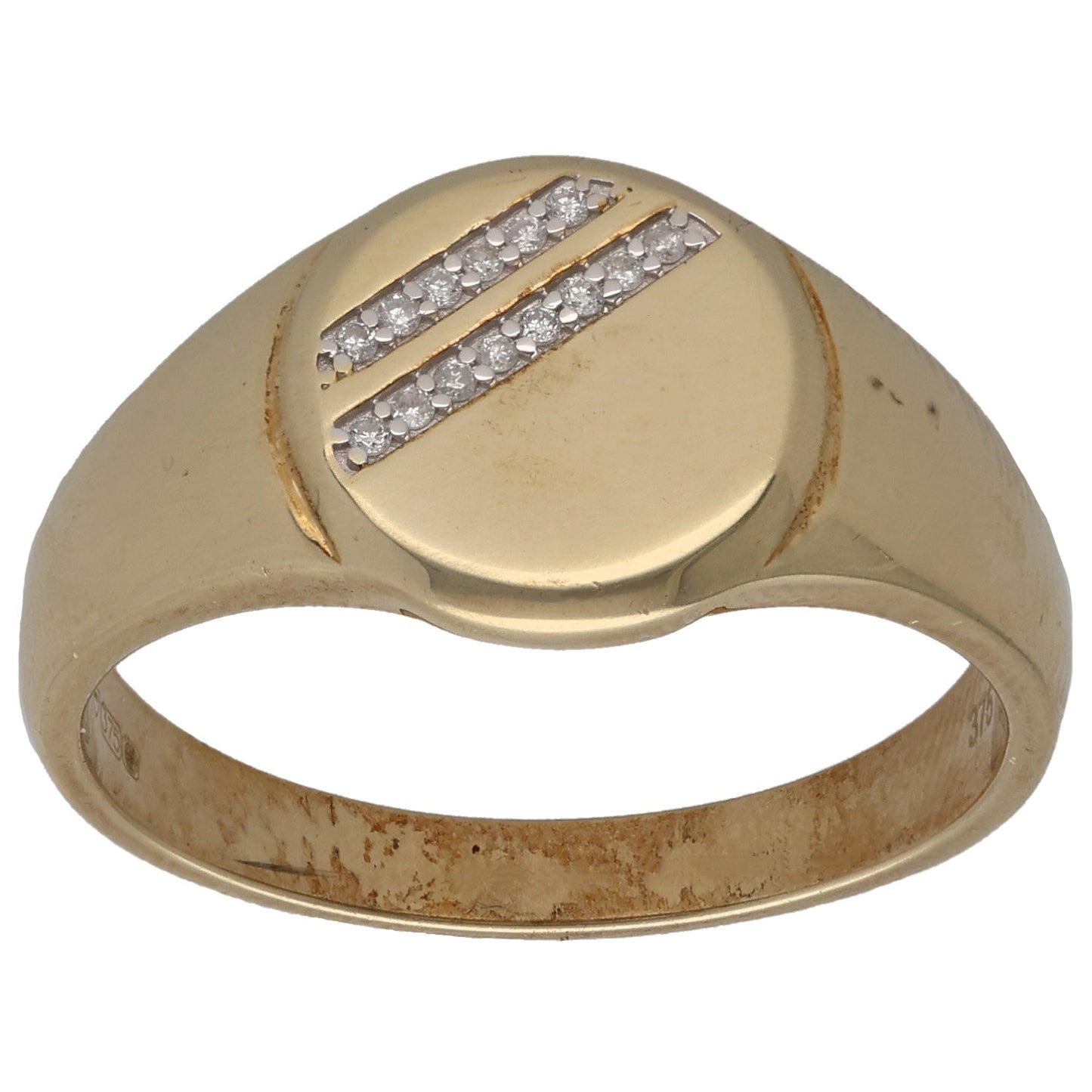 9ct Gold 0.07ct Diamond Signet Ring Size U