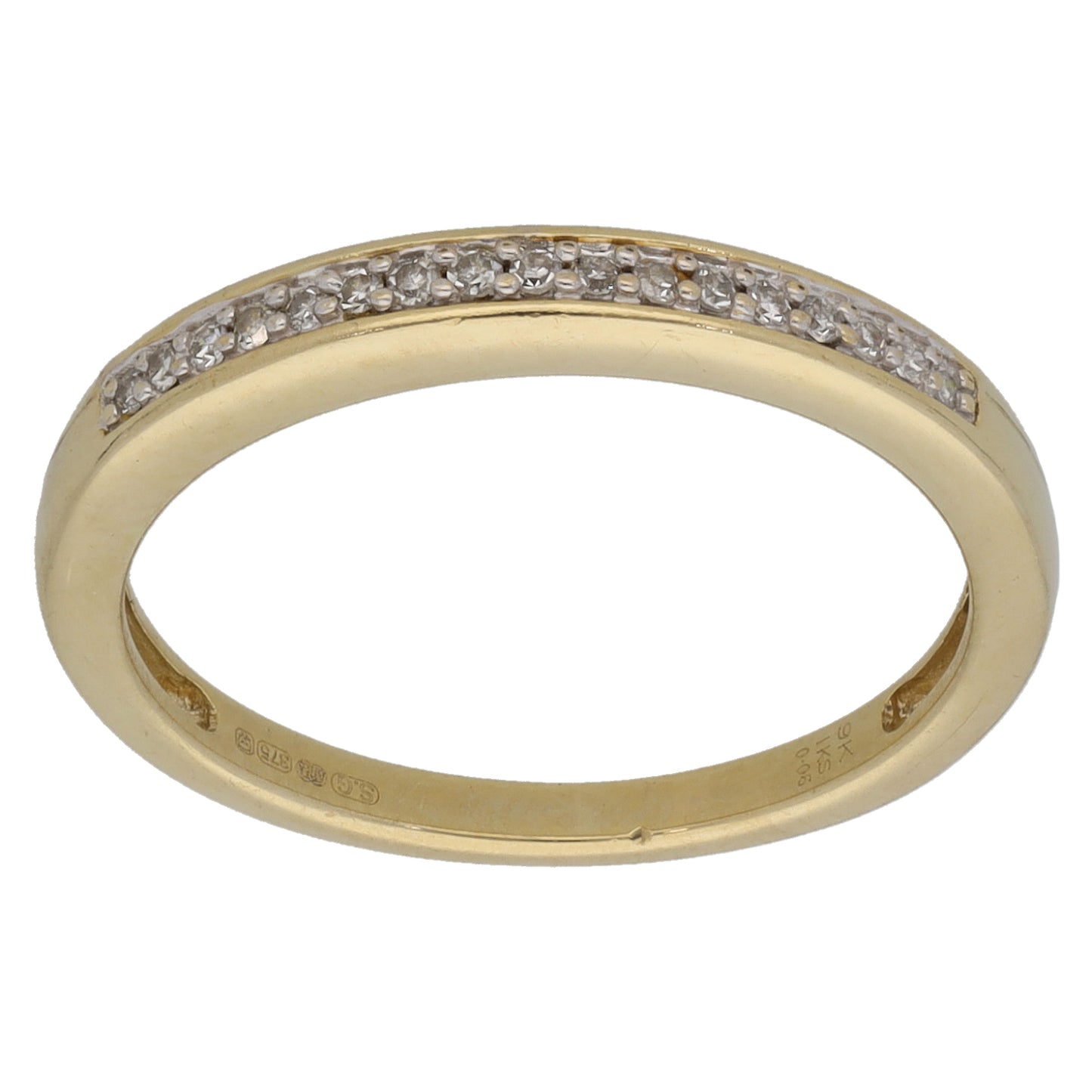 9ct Gold 0.06ct Diamond Half Eternity Ring Size L