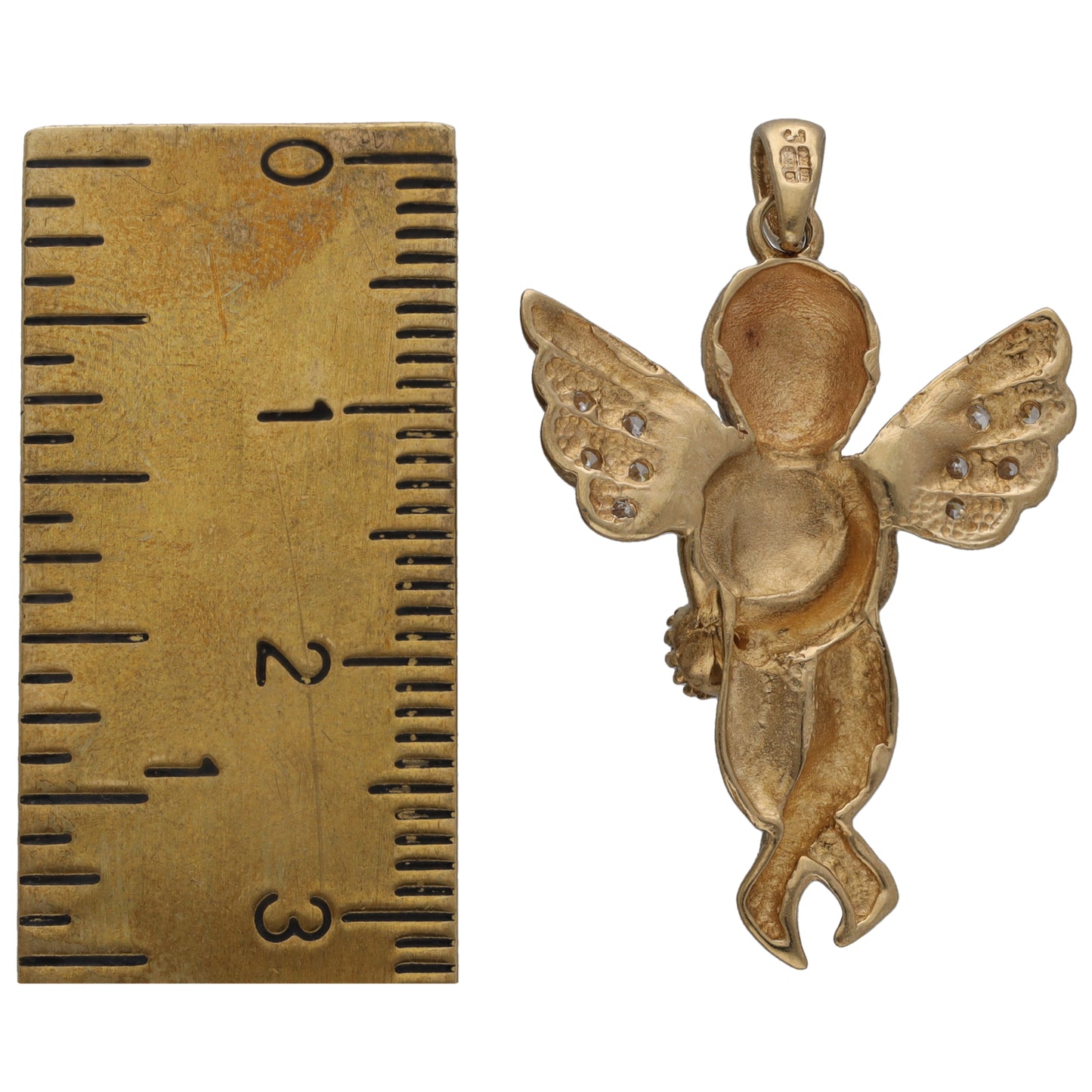 9ct Gold Imitation Gems Cherub Pendant