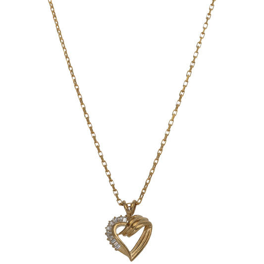 9ct Gold Cubic Zirconia Heart Pendant With Chain