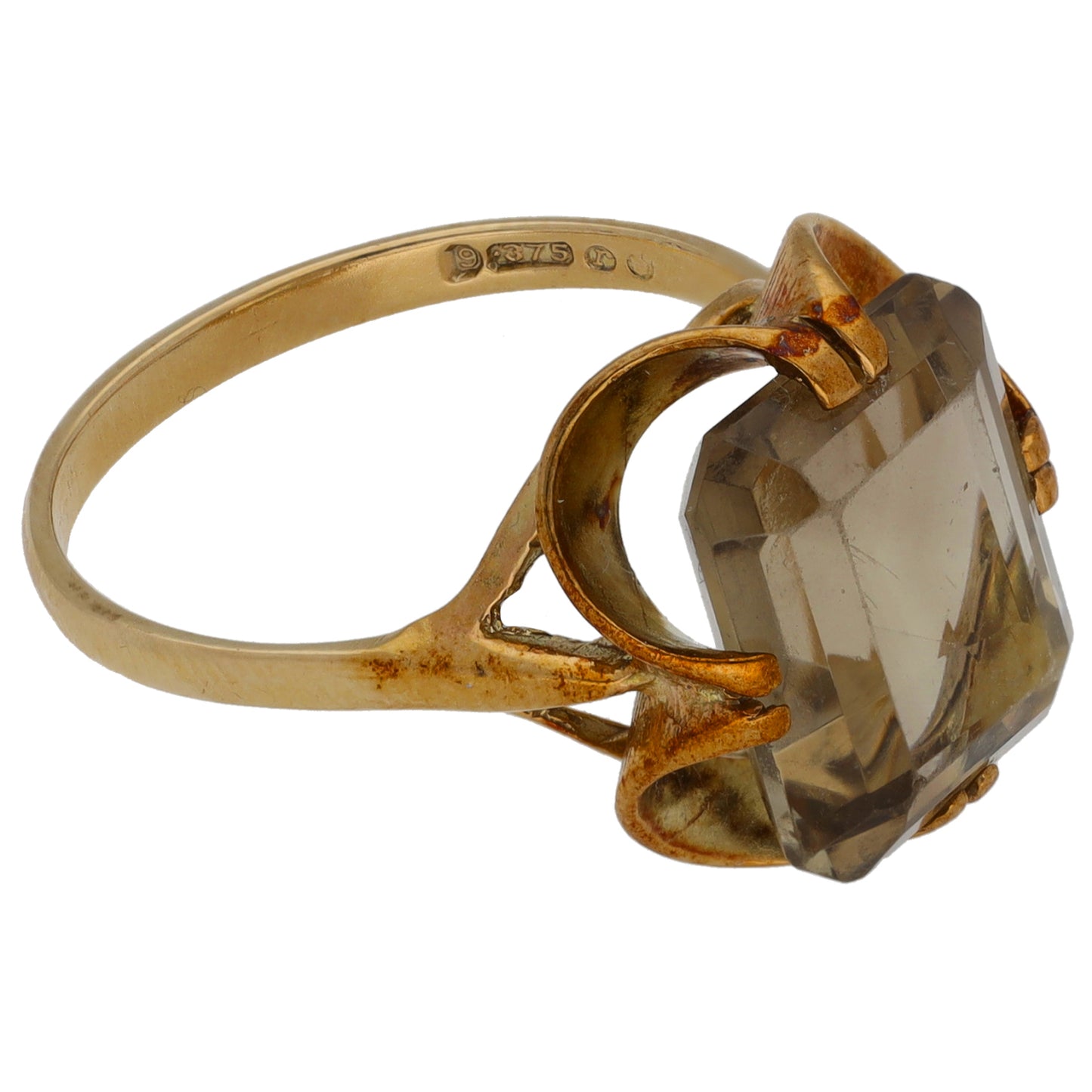 9ct Gold Smoky Quartz Single Stone Ring Size N