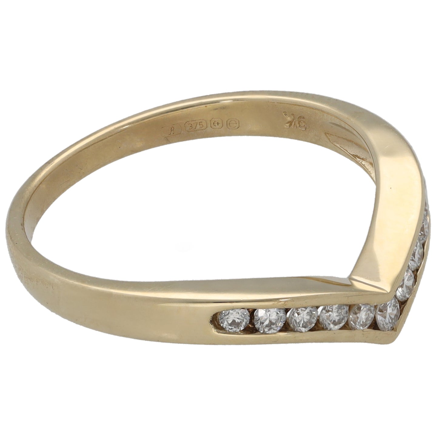 9ct Gold 0.22ct Diamond Wishbone Ring Size M