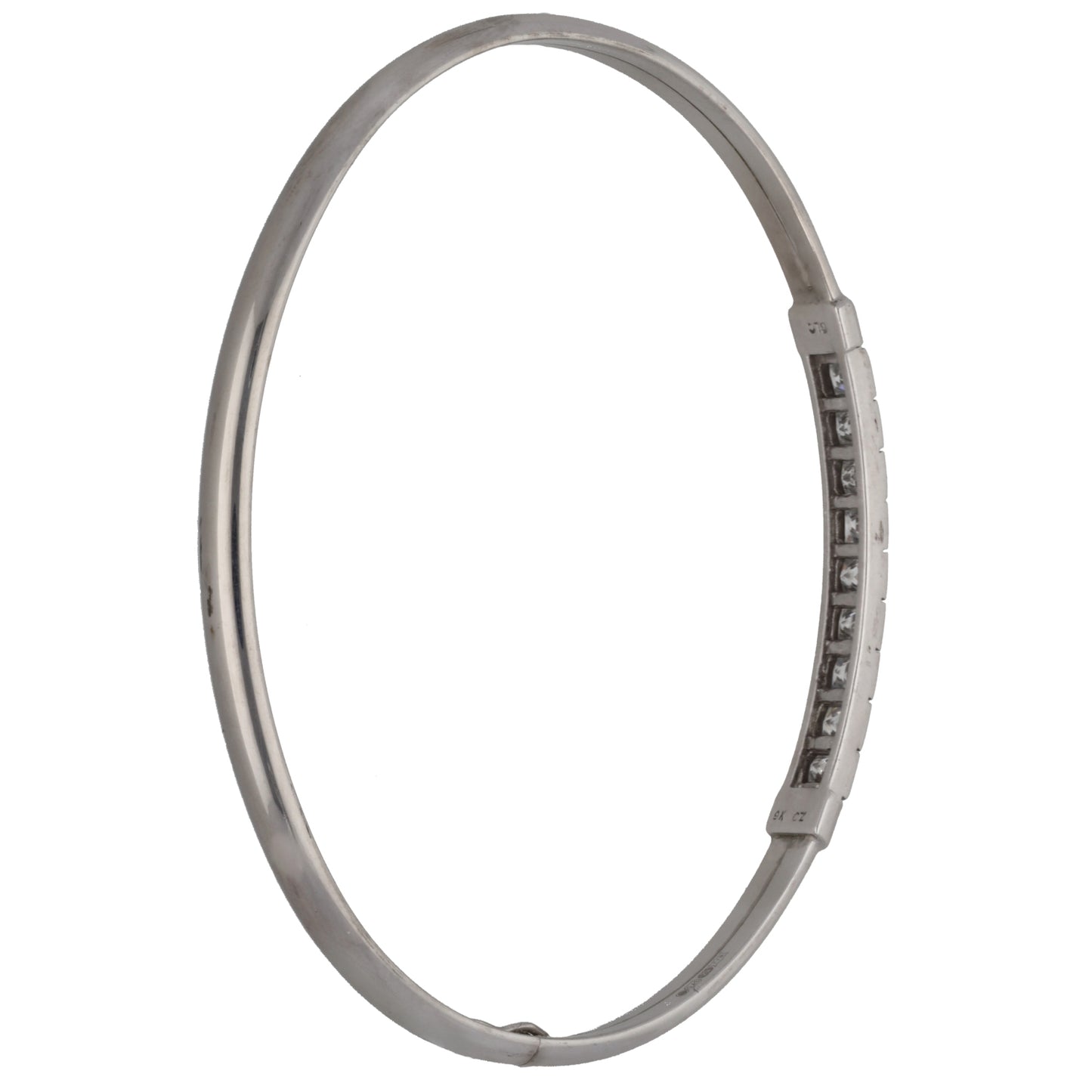 9ct White Gold Cubic Zirconia Hinged/Clasp Bangle