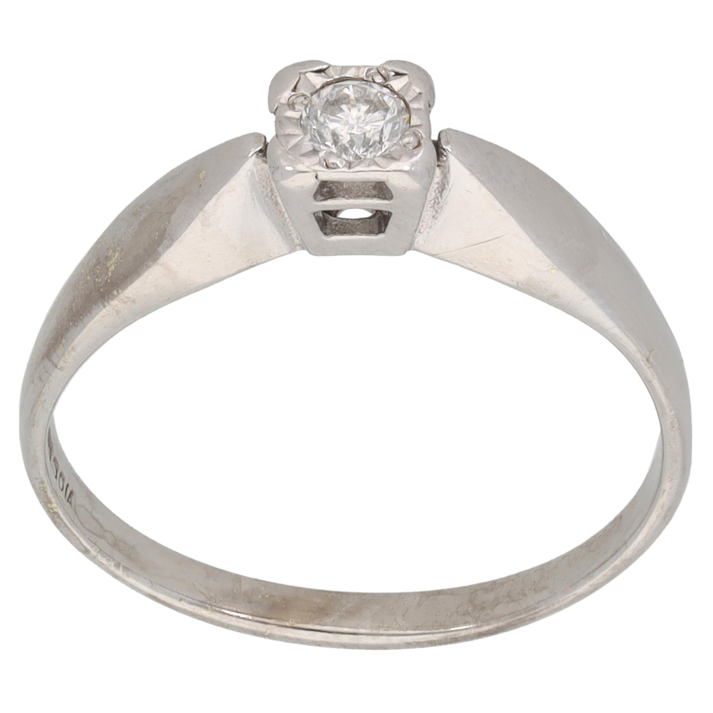 9ct Gold 0.12ct Diamond Solitaire Ring Size O