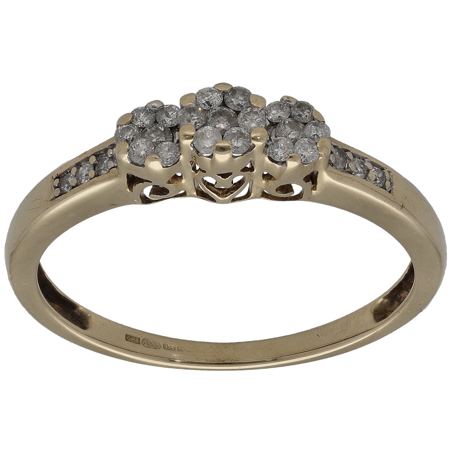 9ct Gold 0.23ct Diamond Cluster Ring Size R
