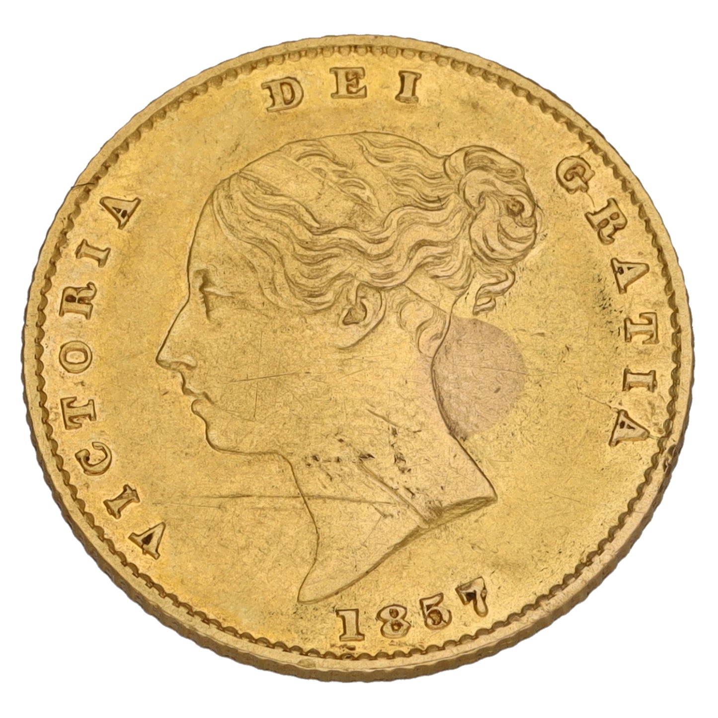 22ct Gold Queen Victoria Half Sovereign Coin 1857