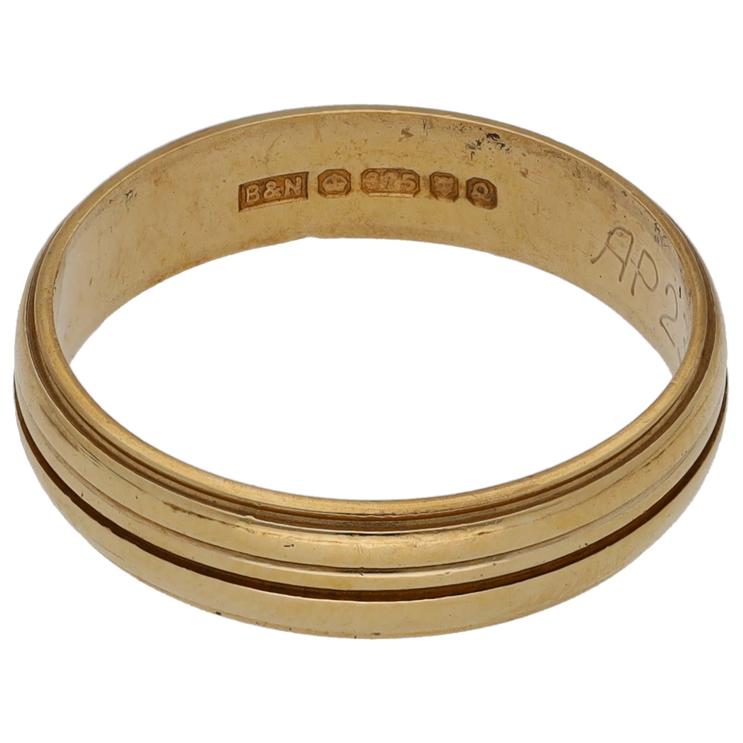 9ct Gold Patterned Wedding Ring Size K