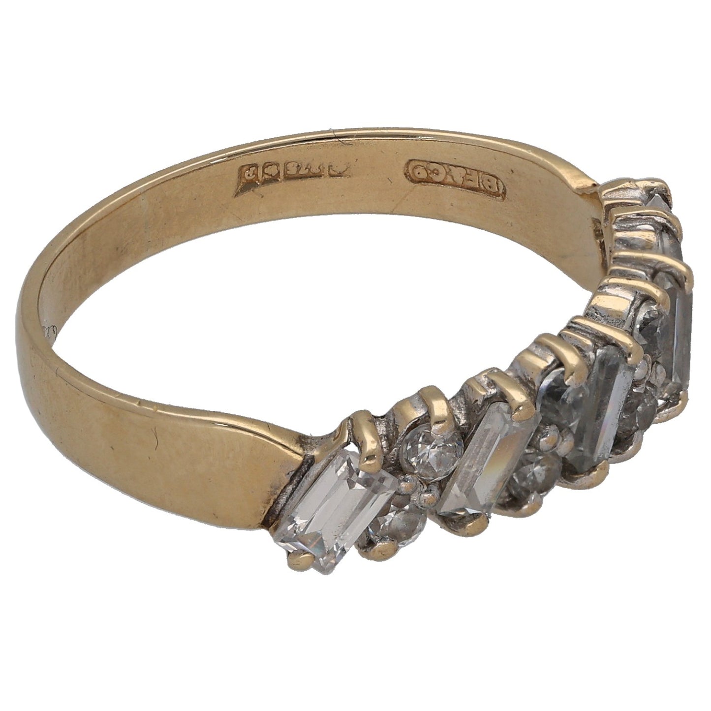 9ct Bicolour Gold Cubic Zirconia Half Eternity Ring Size O