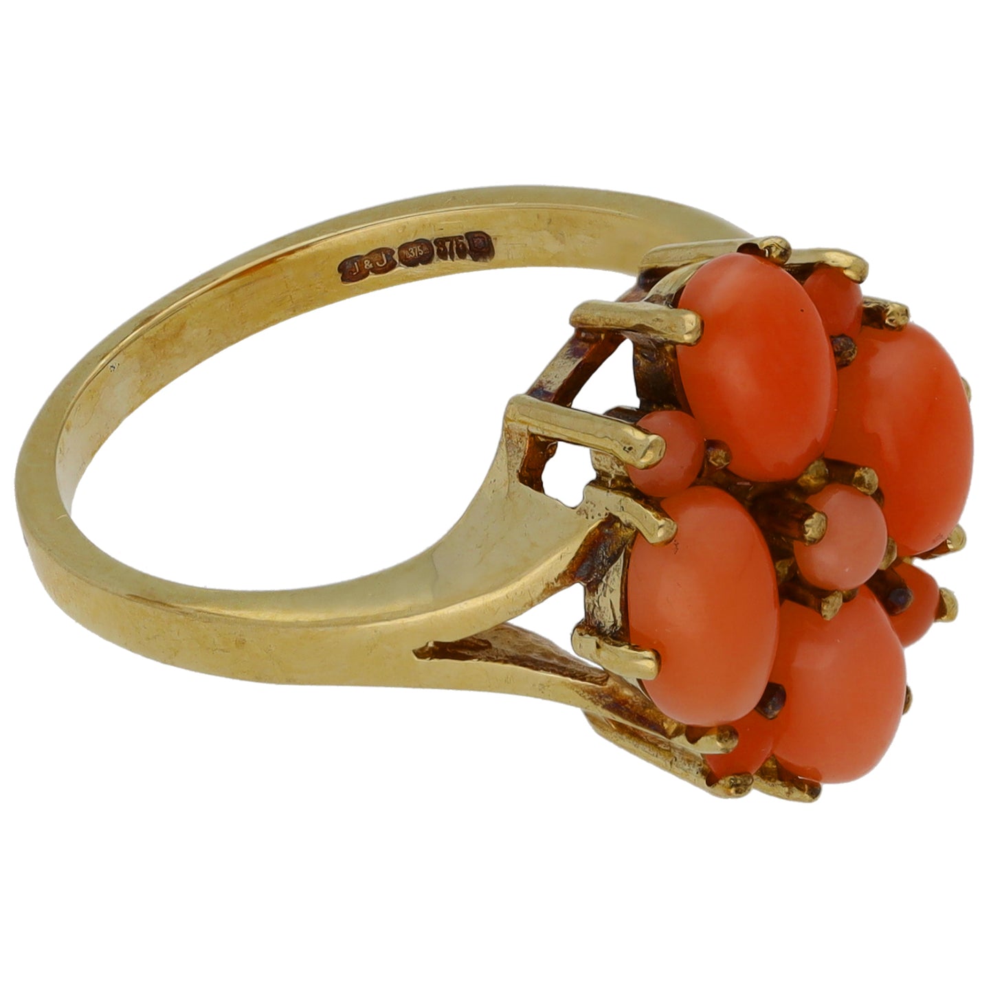 9ct Gold Coral Dress/Cocktail Ring Size L